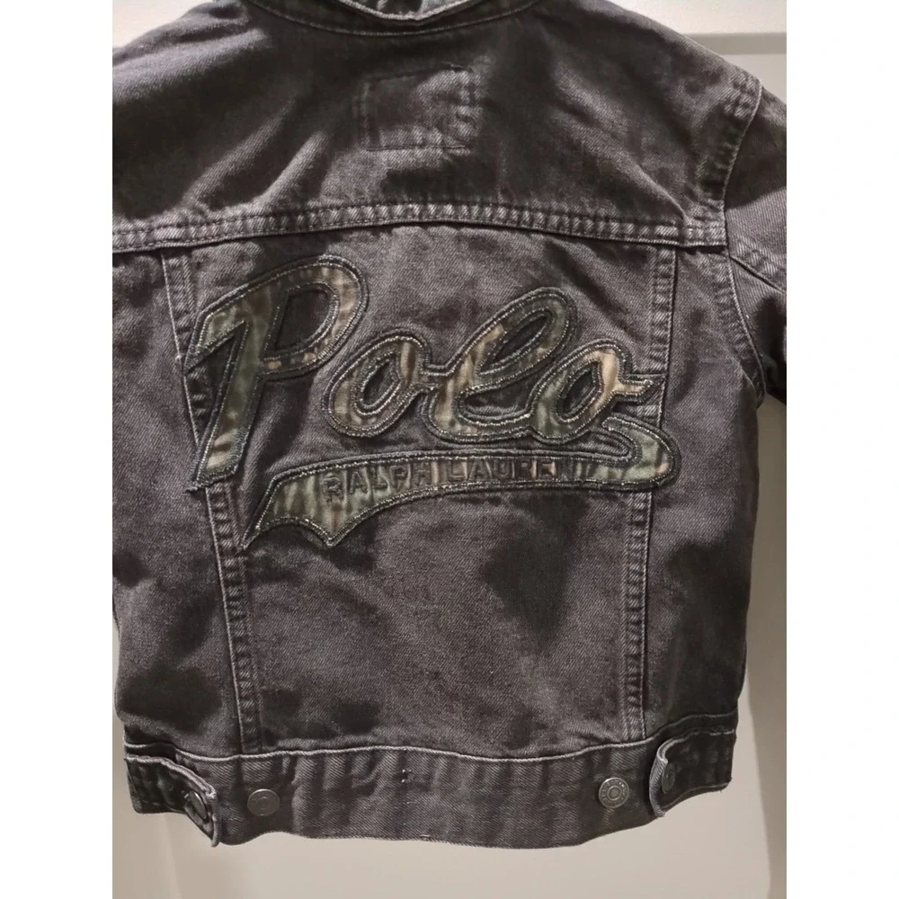 Polo Ralph Lauren Denim Girls Sz S/6 Black‎ Long Sleeve L/S Embroidered Jacket